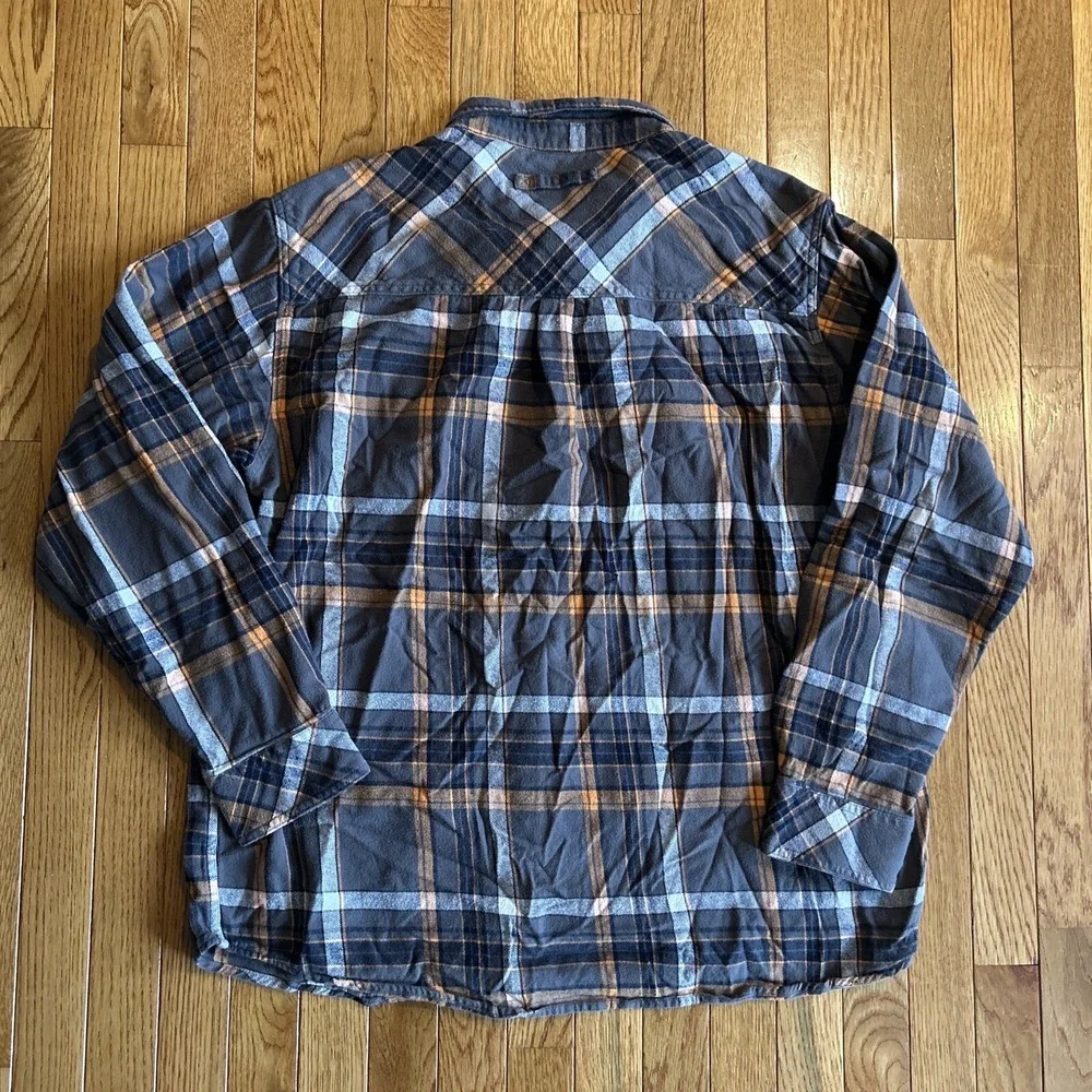 Legendary Whitetails Flannel Shirt‎ Men XL Grey Orange Plaid Corduroy Flip Cuffs